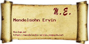 Mendelsohn Ervin névjegykártya